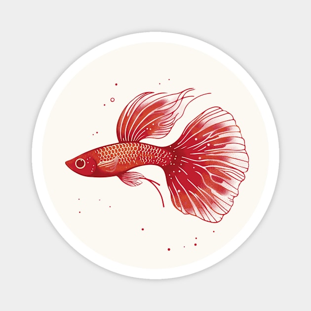 Red Moscow Guppy Magnet by CreativeSage
